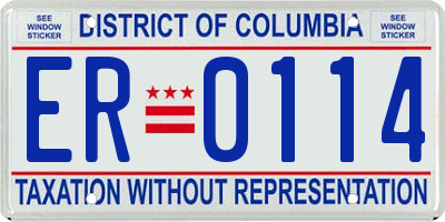 DC license plate ER0114