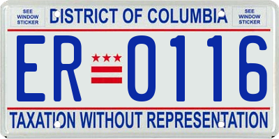 DC license plate ER0116