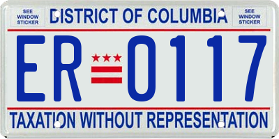 DC license plate ER0117