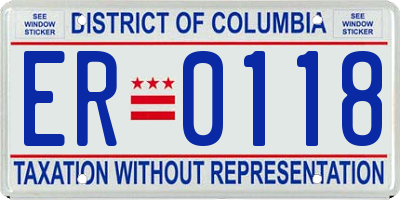 DC license plate ER0118