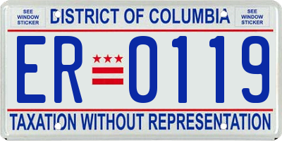 DC license plate ER0119