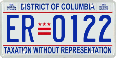DC license plate ER0122