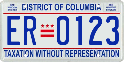 DC license plate ER0123