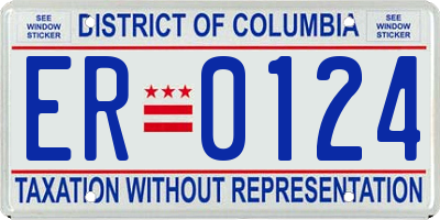 DC license plate ER0124