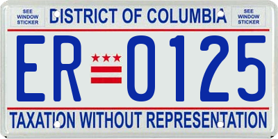 DC license plate ER0125