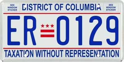 DC license plate ER0129