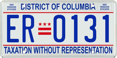 DC license plate ER0131
