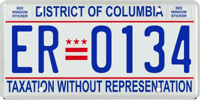 DC license plate ER0134