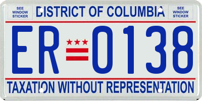 DC license plate ER0138