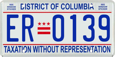 DC license plate ER0139