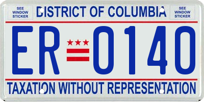 DC license plate ER0140