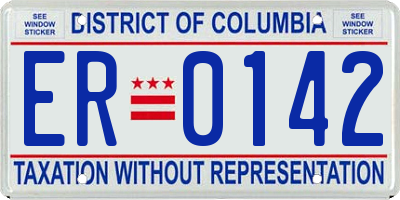 DC license plate ER0142