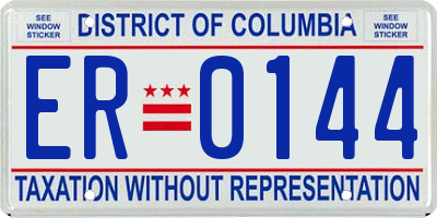 DC license plate ER0144