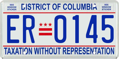 DC license plate ER0145