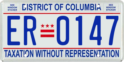 DC license plate ER0147