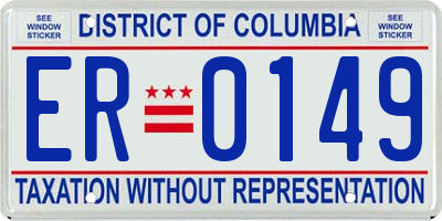 DC license plate ER0149