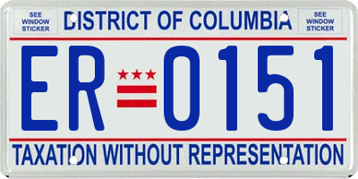 DC license plate ER0151