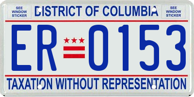 DC license plate ER0153
