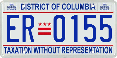 DC license plate ER0155