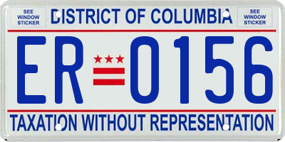 DC license plate ER0156