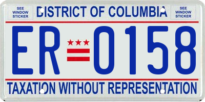 DC license plate ER0158