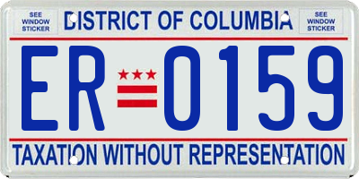 DC license plate ER0159
