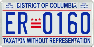 DC license plate ER0160