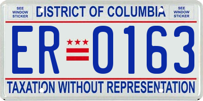 DC license plate ER0163