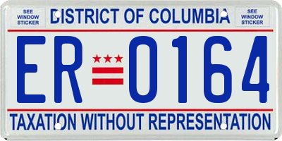 DC license plate ER0164