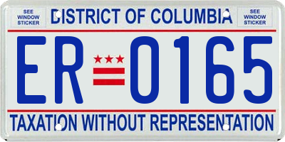 DC license plate ER0165