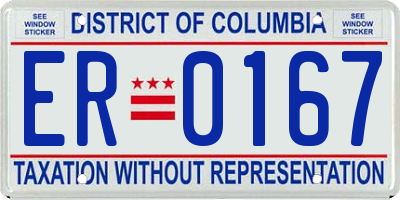 DC license plate ER0167