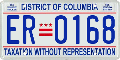 DC license plate ER0168