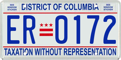 DC license plate ER0172