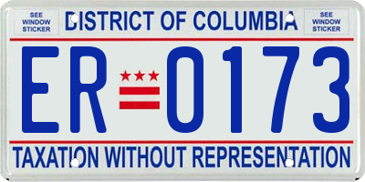 DC license plate ER0173