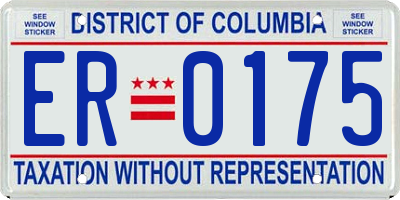 DC license plate ER0175