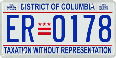 DC license plate ER0178