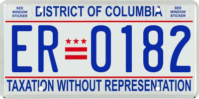 DC license plate ER0182