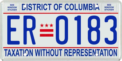 DC license plate ER0183