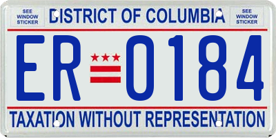 DC license plate ER0184