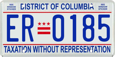 DC license plate ER0185