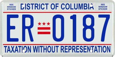 DC license plate ER0187