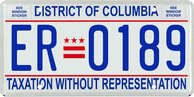 DC license plate ER0189