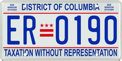 DC license plate ER0190
