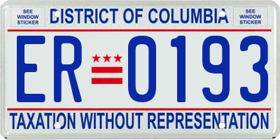 DC license plate ER0193