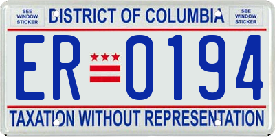 DC license plate ER0194