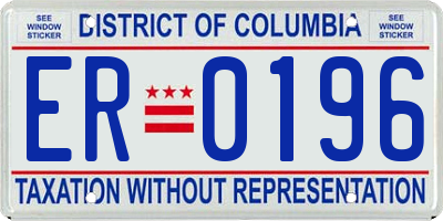 DC license plate ER0196