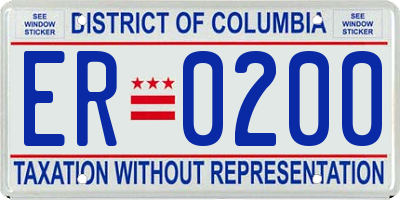 DC license plate ER0200