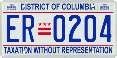 DC license plate ER0204