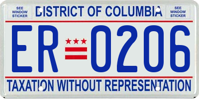DC license plate ER0206