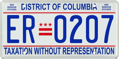 DC license plate ER0207